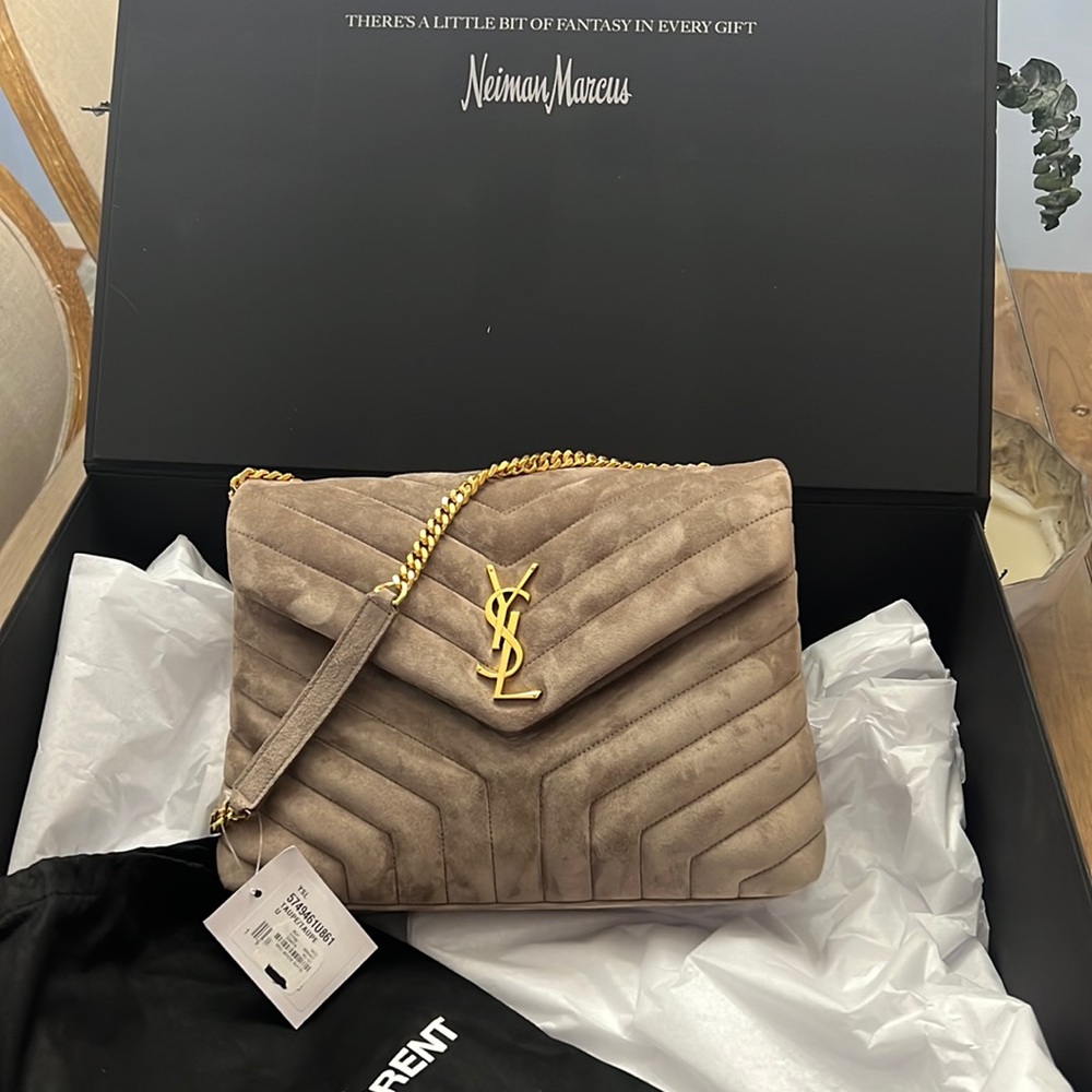 *RARE* YSL brand new taupe suede bag